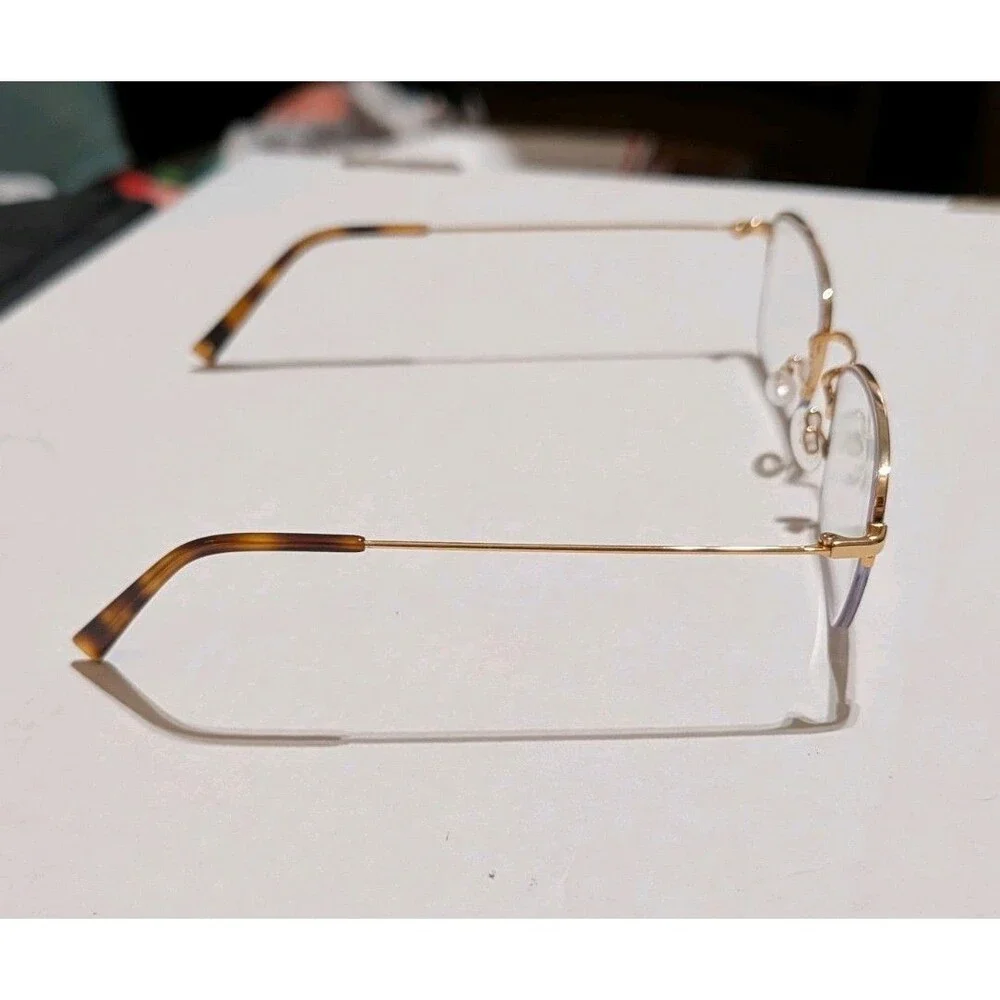 Warby Parker Armando Glasses Frames Gold Semi Rimless Half Rim 51-20-145 W/ Case